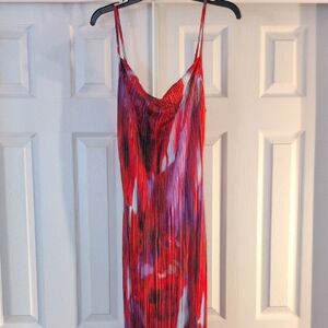 Red and Purple Sleeveless Maxi Dress